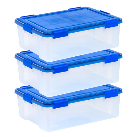 IRIS USA 41qt WEATHERPRO Plastic Storage Bins, Set of 3