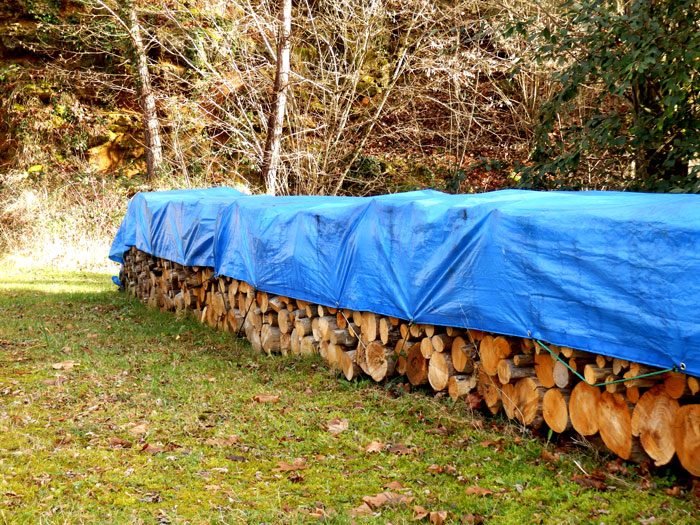 pile covered with tarp