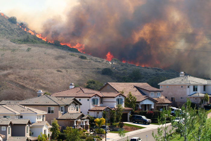 fire in suburban area