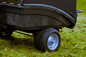 14-inch wheels on the tow-behind DR leaf vacuum