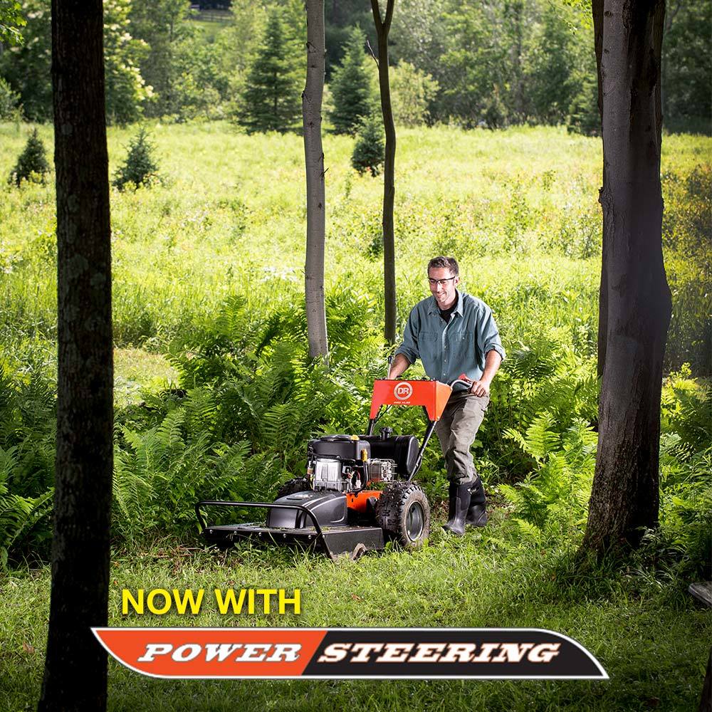 Riding mower with online power steering