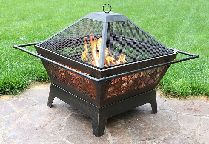 A free-standing fire pit