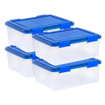 IRIS USA 30qt WEATHERPRO Plastic Storage Bins, Set of 4