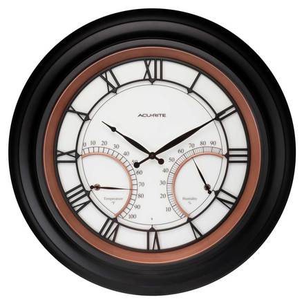 AcuRite 24in. Illuminated LED Large Outdoor Decorative Clock with  Thermometer and Hygrometer, Country Home Products