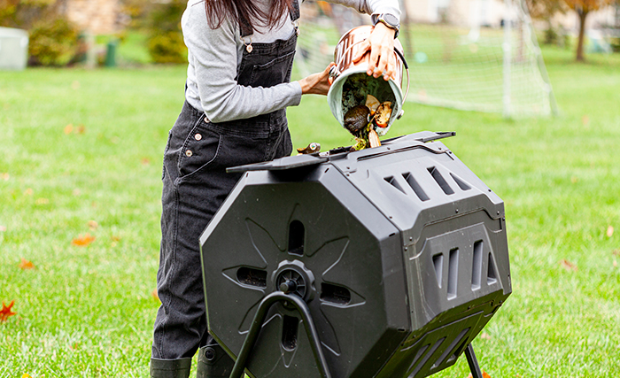 Standing composters help you add and mix materials without additional tools.
