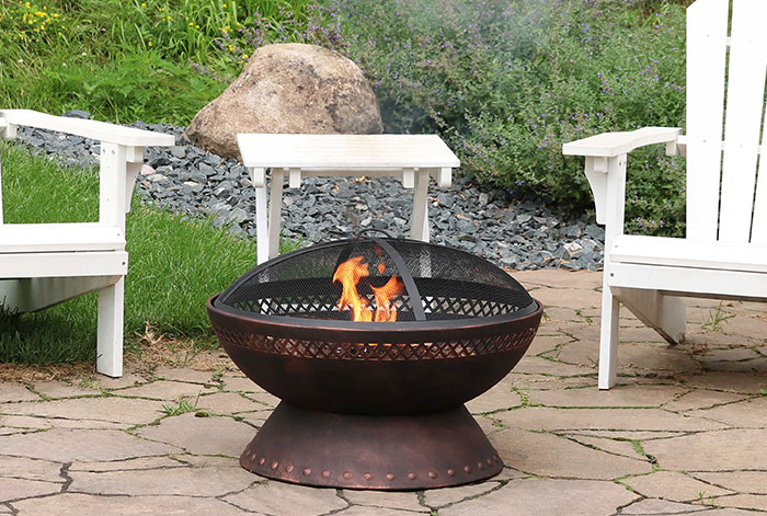 fire pit on a patio