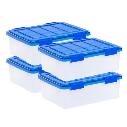 IRIS USA 26.5qt WEATHERPRO Plastic Storage Bins, Set of 4