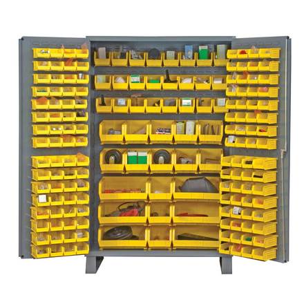 Vestil Steel Storage Cabinet with 171 Plastic Bins