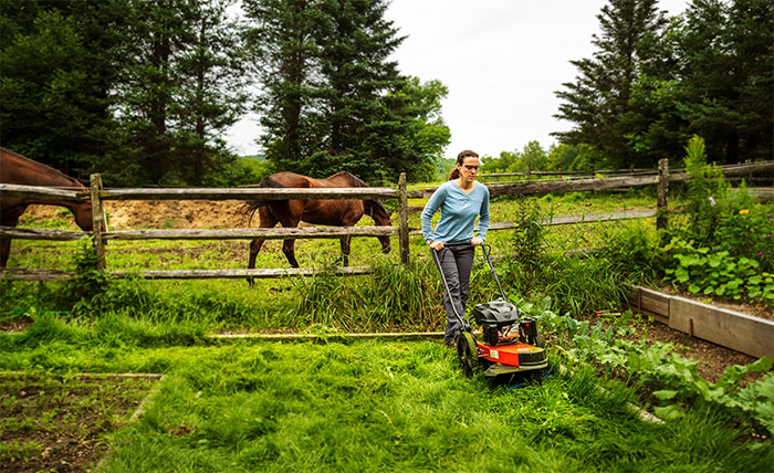 A DR Trimmer Mower can help you quickly reclaim overgrown land and add outdoor storage anywhere.