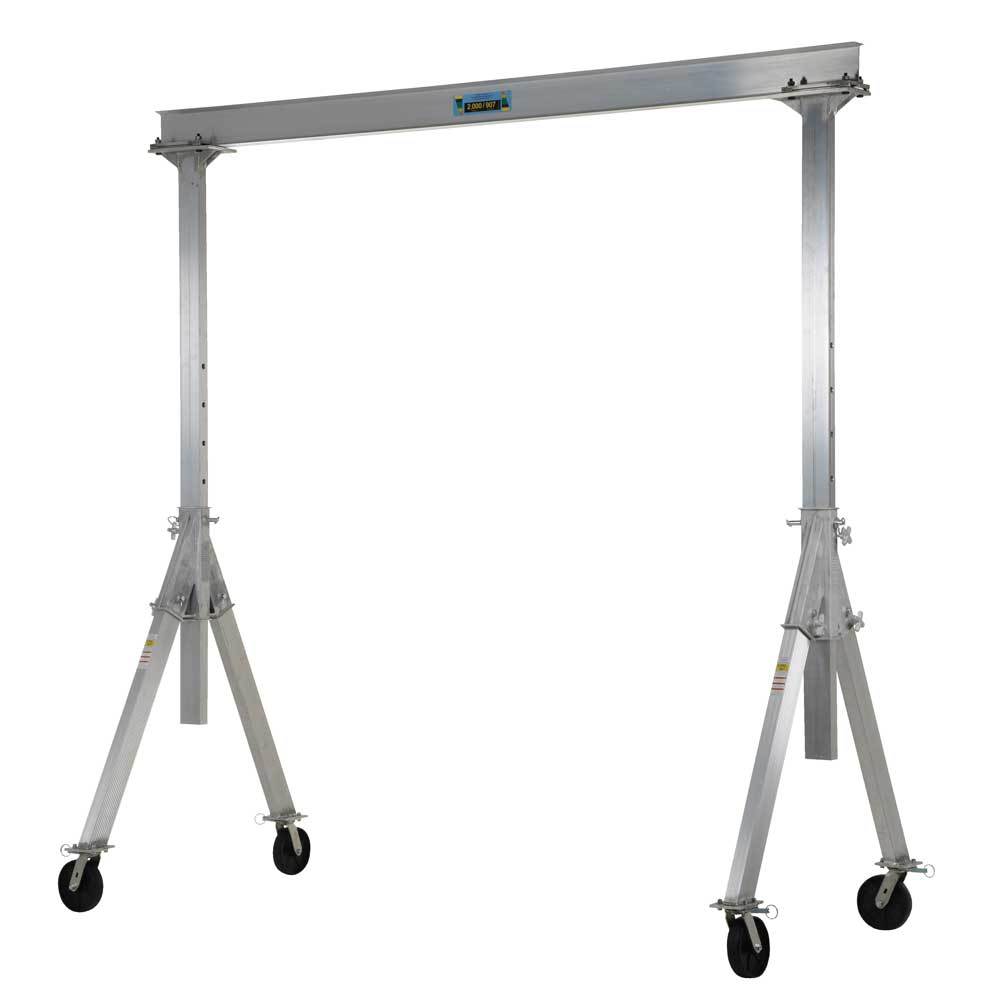 Vestil Aluminum Adjustable Height Gantry Crane with Glass Filled Nylon Casters