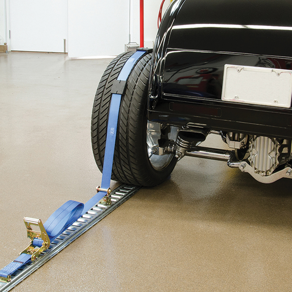 12 ft. x 2 in. Adjustable Tire Strap with E-Track Roller Idler Fitting 12 ft. x 2 in. Adjustable Tire Strap with E-Track Roller Idler Fitting