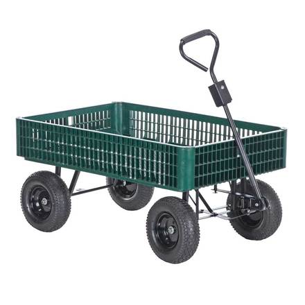 Vestil Steel Landscape Cart with Plastic Crate,