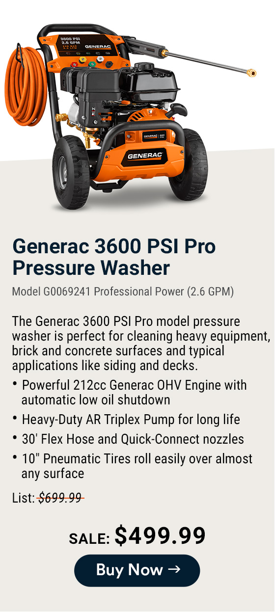 Generac 3600 PSI Pro Pressure Washer