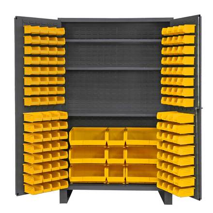 Vestil Steel Storage Cabinet with 137 Plastic Bins