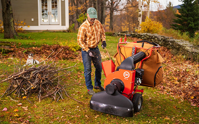The PRO's onboard chipper eliminates an entirely separate piece of equipment.