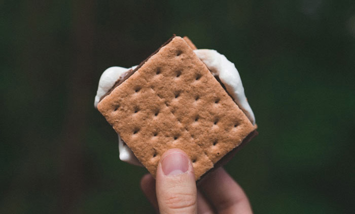 Hand holding a S'more
