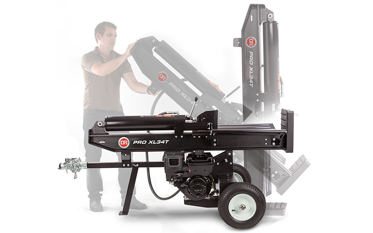 Switch from horizontal to vertical position on a DR log splitter