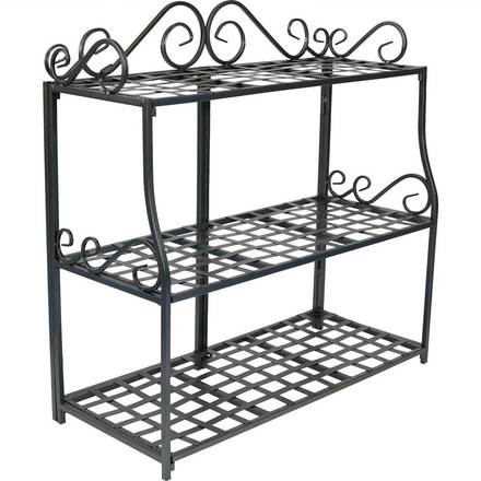 Sunnydaze 3-Tier Metal Plant Stand With Scroll Edging