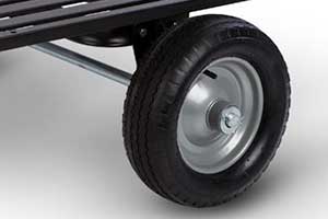 14-inch wheels on the tow-behind DR leaf vacuum