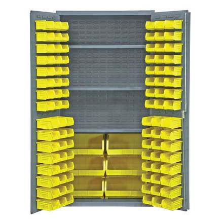 Vestil Steel Storage Cabinet with 102 Plastic Bins