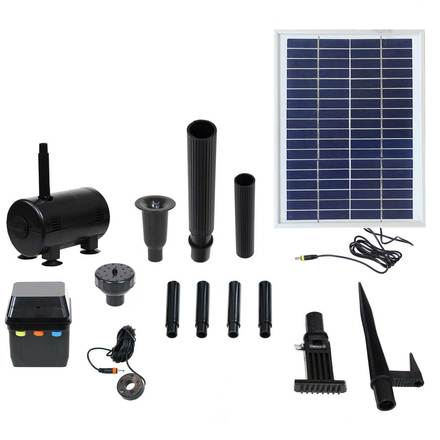 Sunnydaze Solar Pump & Solar Panel Kit With Battery Pack & Led Light