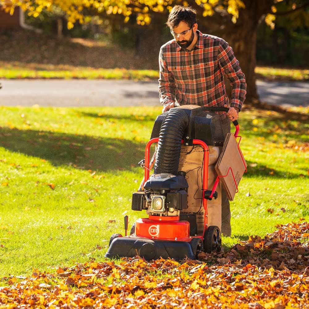 Bagging leaves with online riding mower