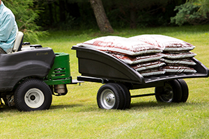 Tow-behind DR leaf vacuum converts to a utility cart