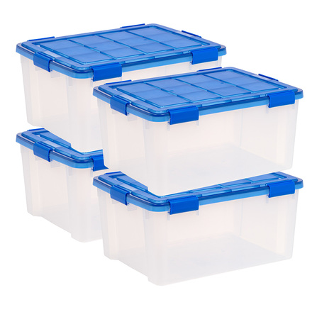 IRIS USA 60qt WEATHERPRO Plastic Storage Bins, Set of 4