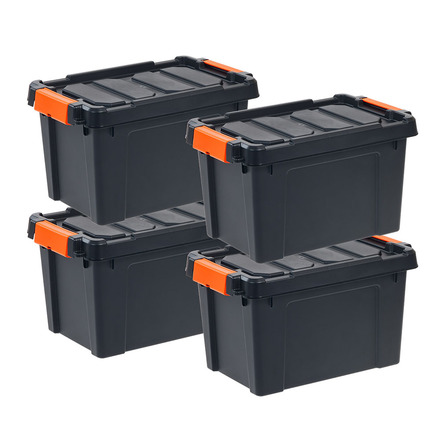 IRIS USA 5 Gallon Stor-It-All Heavy Duty Plastic Storage Bin, Set of 4