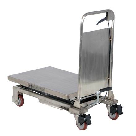 Vestil Partially Stainless Steel Double Scissor Cart with Foot Pump