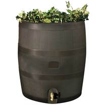 RTS Round Rain Barrel with Planter Walnut