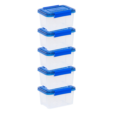 IRIS USA 6qt WEATHERPRO Plastic Storage Bins, Set of 5
