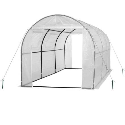Ogrow Two Door Walk In Tunnel Greenhouse with Ventilation Windows White