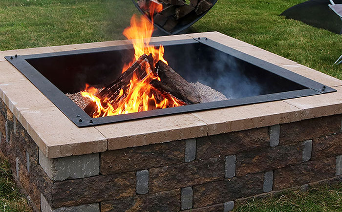 A rimmed fire pit