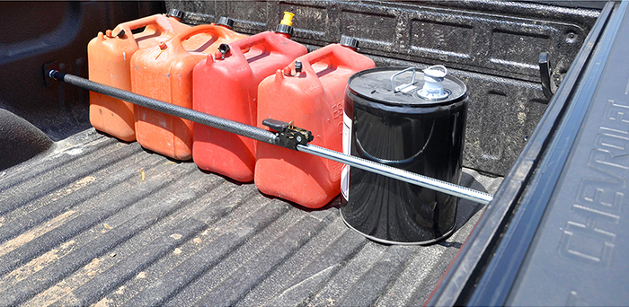 Bar used to stabilize gas cans